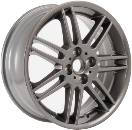 Mini Clubman 2008-2014, Cooper (Convertible) 2004-2014, Cooper (Coupe) 2011-2014, Cooper (Hardtop) 2004-2013 powder coat charcoal 17x7 aluminum wheels or rims. Hollander part number 59499U35, OEM part number 36116769608, 36116778426.