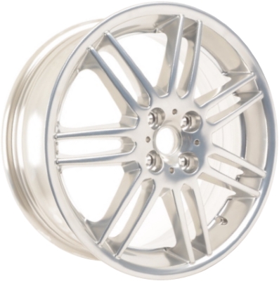 Mini Clubman 2008-2014, Cooper (Convertible) 2004-2014, Cooper (Coupe) 2011-2014, Cooper (Hardtop) 2004-2013 polished 17x7 aluminum wheels or rims. Hollander part number 59499U80, OEM part number 36116769609, 36116778427.