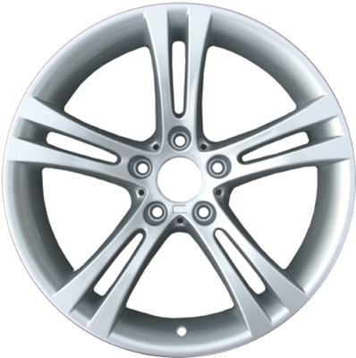 BMW 645i 2004-2005, 650i 2006-2010, M5-2006-2010, M6-2006-2010 powder coat silver 18x8 aluminum wheels or rims. Hollander part number 59534, OEM part number 36112282990.