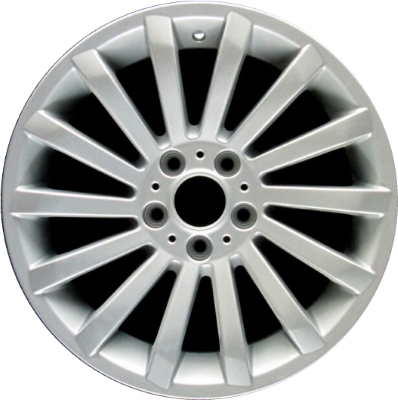 BMW 323i 2006-2012, 325i 2006, 328i 2007-2013, 330i 2006, 335i 2007-2013 powder coat silver 18x8 aluminum wheels or rims. Hollander part number 59596, OEM part number 36116775607, 36116769564.