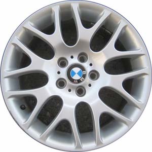 BMW 323i 2006-2012, 328i 2007-2013, 335i 2007-2013 powder coat silver 18x8 aluminum wheels or rims. Hollander part number 59615, OEM part number 36116775609.