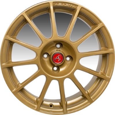 Fiat 500 2015-2019, 500c 2015-2019 powder coat gold 17x7 aluminum wheels or rims. Hollander part number 61665U55, OEM part number Not Yet Known.