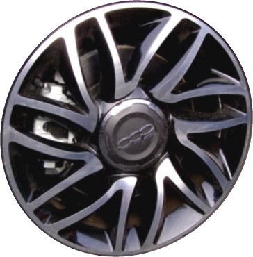 Fiat 500L 2014-2019 black or white machined 17x7 aluminum wheels or rims. Hollander part number ALY61670U, OEM part number 5NF01MW3AA, 5NF01MX5AA.