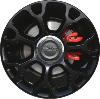 Fiat 500L 2015-2018 powder coat black 17x7 aluminum wheels or rims. Hollander part number ALY61671U46, OEM part number Not Yet Known.