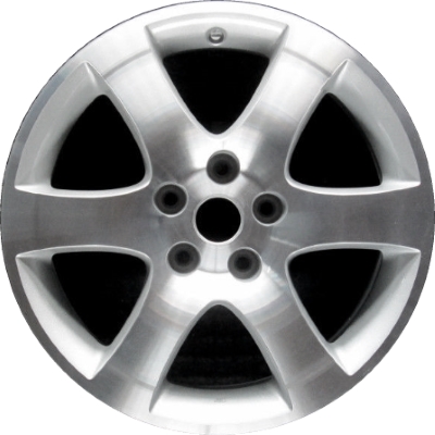 Nissan Quest 2007-2010 silver machined 17x6.5 aluminum wheels or rims. Hollander part number ALY62477, OEM part number 40300ZM71A.