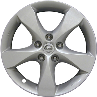 Nissan Altima 2007-2009 powder coat silver 17x7.5 aluminum wheels or rims. Hollander part number ALY62481, OEM part number 40300JA300.