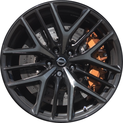 Nissan GT-R 2017-2019 charcoal machined 20x9.5 aluminum wheels or rims. Hollander part number ALY62733, OEM part number D0C006AV0A.