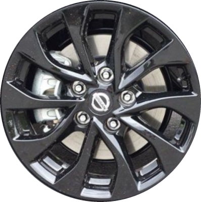 Nissan Sentra 2018-2019 powder coat black 16x6.5 aluminum wheels or rims. Hollander part number ALY62756U45, OEM part number 403005UB1A.