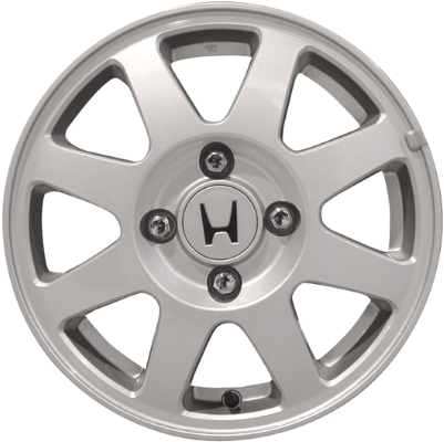 Honda Accord 2002 powder coat silver 15x6 aluminum wheels or rims. Hollander part number ALY63840, OEM part number 42700S84A71, 42700S84A72, 6784193, 6821268.