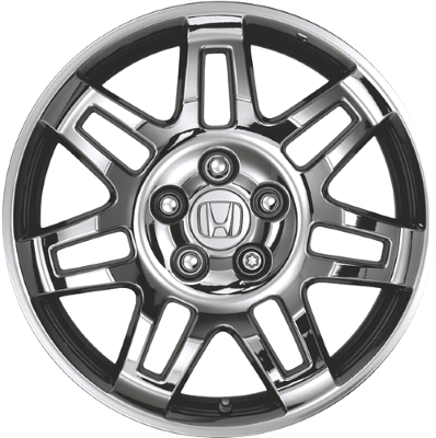 Honda Pilot 2009-2015, Ridgeline 2009-2014 chrome 18x7.5 aluminum wheels or rims. Hollander part number 63999/64001, OEM part number 08W18-SJC-300, 08W18-SZA-101, 08W18-SJC-100.