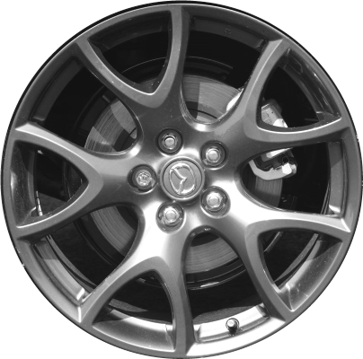 Mazda RX-8 2009-2011 powder coat medium charcoal 19x8 aluminum wheels or rims. Hollander part number ALY64915, OEM part number 9965028090, 9965048090.