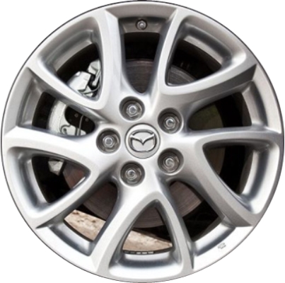 Mazda 5 2012-2016 powder coat silver 17x6.5 aluminum wheels or rims. Hollander part number ALY64949, OEM part number 9965296570.