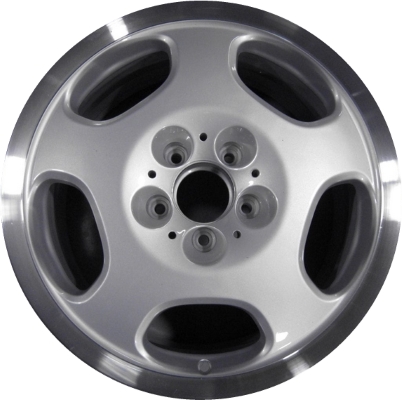 Mercedes-Benz E30 1996-1999, E32 1996-1999, E42 1997, E43 1998-2000 powder coat silver w/ machined lip 16x7.5 aluminum wheels or rims. Hollander part number 65166, OEM part number 2104010402.