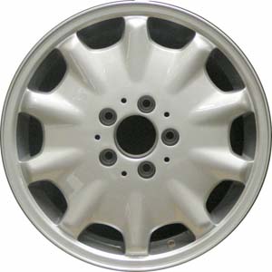 Mercedes-Benz E30 1996-1999, E32 1996-1999, E42 1997, E43 1998-1999 powder coat silver 16x7.5 aluminum wheels or rims. Hollander part number 65168, OEM part number 2104010602.