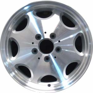 Mercedes-Benz C230 1998-2000, C280 1998-2000 silver machined 15x7 aluminum wheels or rims. Hollander part number 65190, OEM part number A2024011602.