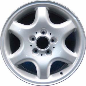 Mercedes-Benz C230 1998-2000, C280 1998-2000 powder coat silver 16x7 aluminum wheels or rims. Hollander part number 65194, OEM part number 2024011102, A2084010502.