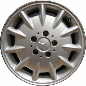 Mercedes-Benz E320 2000-2003 powder coat silver 16x7.5 aluminum wheels or rims. Hollander part number ALY65238, OEM part number 2104011202.