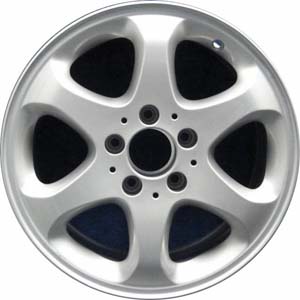 Mercedes-Benz E320 2002 powder coat silver 16x7.5 aluminum wheels or rims. Hollander part number ALY65259U20, OEM part number 2104011902.