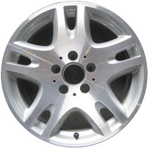 Mercedes-Benz E320 2003-2007, E350 2006, E500 2006 silver machined 16x8 aluminum wheels or rims. Hollander part number 65295, OEM part number 2114013302.