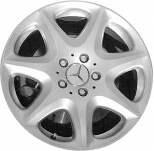 Mercedes-Benz S430 2003-2006, S500 2003-2006 powder coat silver 17x7.5 aluminum wheels or rims. Hollander part number 65307, OEM part number 2204013002.
