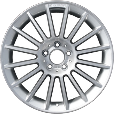 Mercedes-Benz SLK300 2009-2011, SLK350 2009-2011, SLK55 2005-2008 silver machined 18x7.5 aluminum wheels or rims. Hollander part number 65363, OEM part number 1714011802.