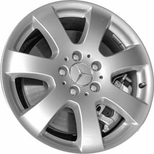 Mercedes-Benz ML320 2007, ML350 2006-2007, R350 2007 powder coat silver 17x7.5 aluminum wheels or rims. Hollander part number 65366, OEM part number 2514011002.