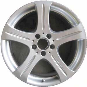 Mercedes-Benz CLS500 2006, CLS550 2007 powder coat silver 18x8.5 aluminum wheels or rims. Hollander part number 65371, OEM part number 2194010102.