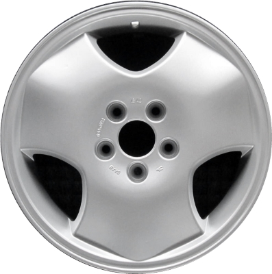 SAAB powder coat silver 16x6.5 aluminum wheels or rims. Hollander part number 68179, OEM part number 30563584, 4648028.