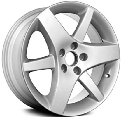SAAB powder coat silver 17x7 aluminum wheels or rims. Hollander part number 68230/68208, OEM part number 30589239, 400132908.
