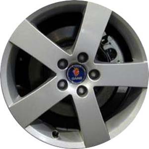 SAAB 5-Sep 2005-2010 powder coat silver 17x7 aluminum wheels or rims. Hollander part number ALY68247, OEM part number 400133377.