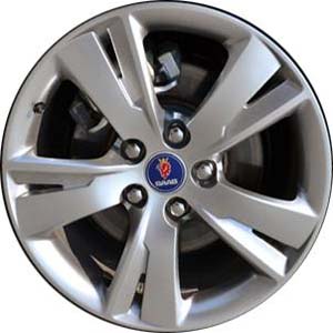 SAAB 5-Sep 2011 powder coat hyper silver 18x8 aluminum wheels or rims. Hollander part number ALY68264, OEM part number 13241705.