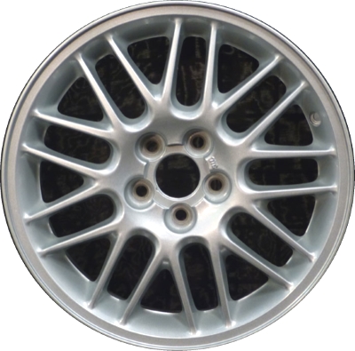 Subaru Legacy 1997-2004 powder coat silver or gold machined 16x6.5 aluminum wheels or rims. Hollander part number ALY68697U, OEM part number 28119AG02A, 28111AC350, 28111AC520.