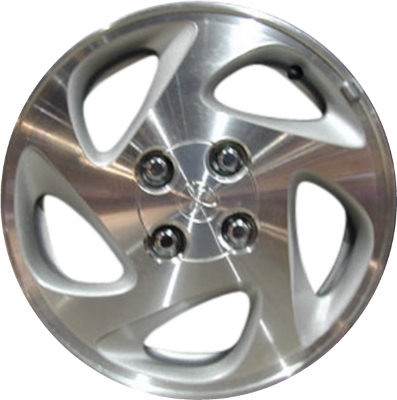 Toyota Corolla 1998-2002 silver machined 14x5.5 aluminum wheels or rims. Hollander part number ALY69368, OEM part number 4261102140.