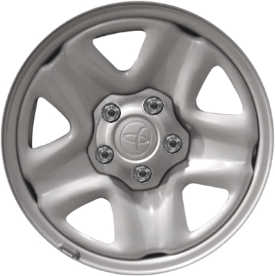 Toyota Tacoma 2001-2004 powder coat silver 15x6 steel wheels or rims. Hollander part number STL69409, OEM part number 4260104180.
