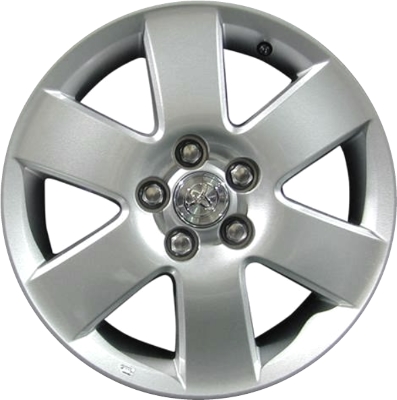 Toyota Corolla 2003-2008, Matrix 2003-2008 powder coat silver 15x6 aluminum wheels or rims. Hollander part number 69424, OEM part number 42611AB010, 42611AB011.