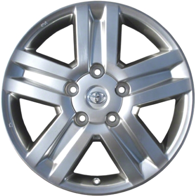 Toyota Sequoia 2008-2017, Tundra 2007-2013 powder coat hyper silver 20x8 aluminum wheels or rims. Hollander part number 69513, OEM part number 426110C060, 4261A0C010.