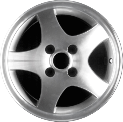 Volkswagen Cabrio 1999-2002, Golf 1999-2002 silver machined 14x6 aluminum wheels or rims. Hollander part number 69739, OEM part number 1HM601025H9QL.