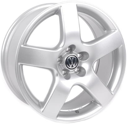 Volkswagen Beetle 2003-2009, Golf 2001-2002, Golf GTI 2001-2002, Jetta 2001-2002, Jetta GLI 2002 powder coat silver 17x7.5 aluminum wheels or rims. Hollander part number 69754, OEM part number 1J6071492666.