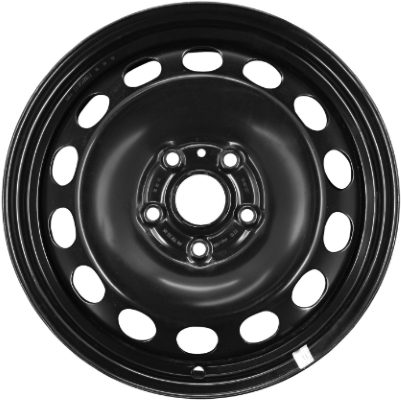 Volkswagen Golf 2007-2009, Jetta 2005-2018, Rabbit 2006-2009 powder coat black 16x6.5 steel wheels or rims. Hollander part number STL69809, OEM part number 1K0601027A03C.