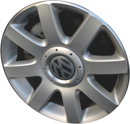 Volkswagen Golf 2007-2009, Golf GTi 2006-2009, Jetta 2006-2009, Rabbit 2006-2009 powder coat silver 16x6.5 aluminum wheels or rims. Hollander part number 69837, OEM part number 1K0601025R8Z8.