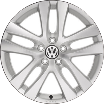 Volkswagen Tiguan 2009-2018 silver machined 18x7 aluminum wheels or rims. Hollander part number ALY69946, OEM part number 5N0071498666.