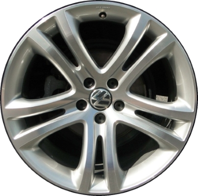 Volkswagen Tiguan 2012-2017 silver machined 19x9 aluminum wheels or rims. Hollander part number ALY70011U10.LS1, OEM part number 5N0601025G8Z8.