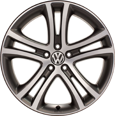 Volkswagen Tiguan 2012-2017 charcoal machined 19x9 aluminum wheels or rims. Hollander part number ALY70011U30, OEM part number 5N0071499AX7, 5N0601025GAX7.
