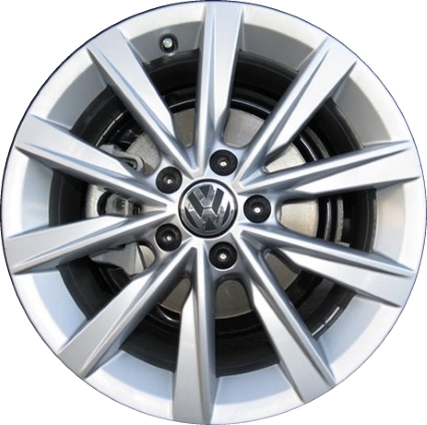 Volkswagen Beetle 2016-2019, Tiguan 2012-2016 powder coat silver 17x7 aluminum wheels or rims. Hollander part number 69975, OEM part number 5N0601025AJ8Z8.