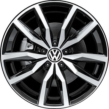 Volkswagen CC 2015-2017 black machined 18x8 aluminum wheels or rims. Hollander part number ALY69982, OEM part number 1K8601025MFZZ.