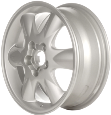 Volvo C70 2000, S70 2000, V70 2000 powder coat silver 16x6.5 aluminum wheels or rims. Hollander part number 70257, OEM part number 9191265.