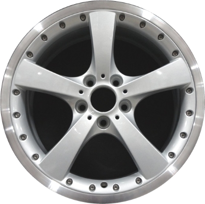 BMW 323i 2006-2012, 325i 2006, 328i 2007-2013, 330i 2006, 335i 2007-2013 silver machined 19x8 aluminum wheels or rims. Hollander part number 59588, OEM part number 36116775603, 36116769568.