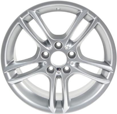 BMW 128i 2008-2013, 135i 2008-2013 powder coat silver 18x7.5 aluminum wheels or rims. Hollander part number 71254U77.LS09, OEM part number 36117891050.