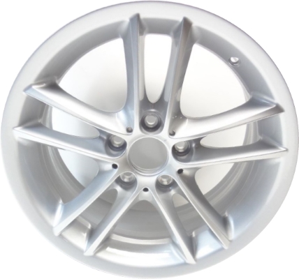 BMW 128i 2008-2013, 135i 2008-2013 powder coat silver 18x7.5 aluminum wheels or rims. Hollander part number 71256U20, OEM part number 36116775632.
