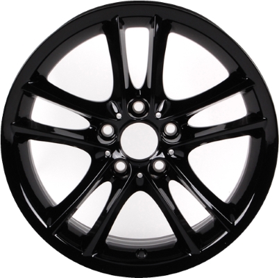 BMW 128i 2008-2013, 135i 2008-2013 powder coat black 18x7.5 aluminum wheels or rims. Hollander part number 71256U45, OEM part number 36116786887.